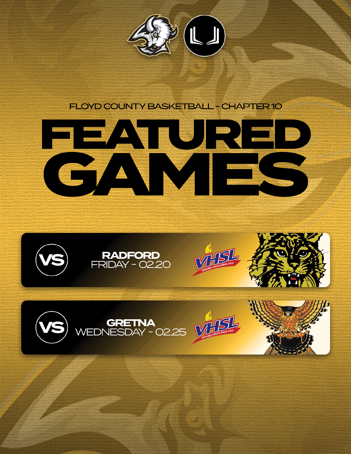 A poster advertising a basketball game featuring the Radford Highlanders and the Virginia State Trojans. AI generated content