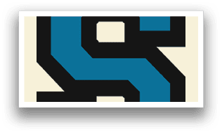 A blue letter S is displayed in a black and white design. AI generated content