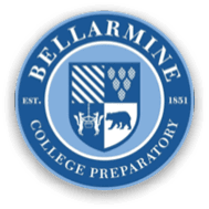 A blue and white logo for Bellarmine College Preparatory. AI generated content
