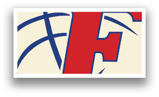 A red and blue logo with a basketball net and the letter F. AI generated content