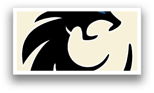 A black and white image of a dragon with a blue eye. AI generated content