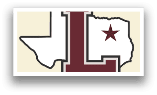 A Texas state map with a red L on it. AI generated content