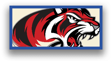 A tiger with its mouth open, showing its teeth. AI generated content