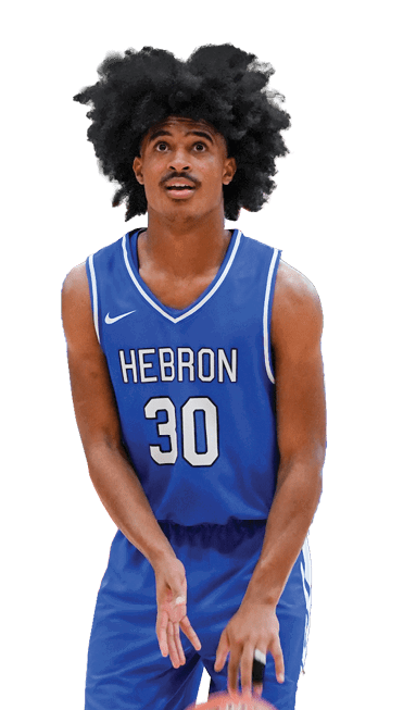 A man wearing a blue and red uniform is holding a basketball. AI generated content