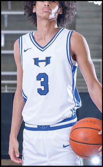 A man wearing a basketball jersey with the number 3 on it is holding a basketball. AI generated content