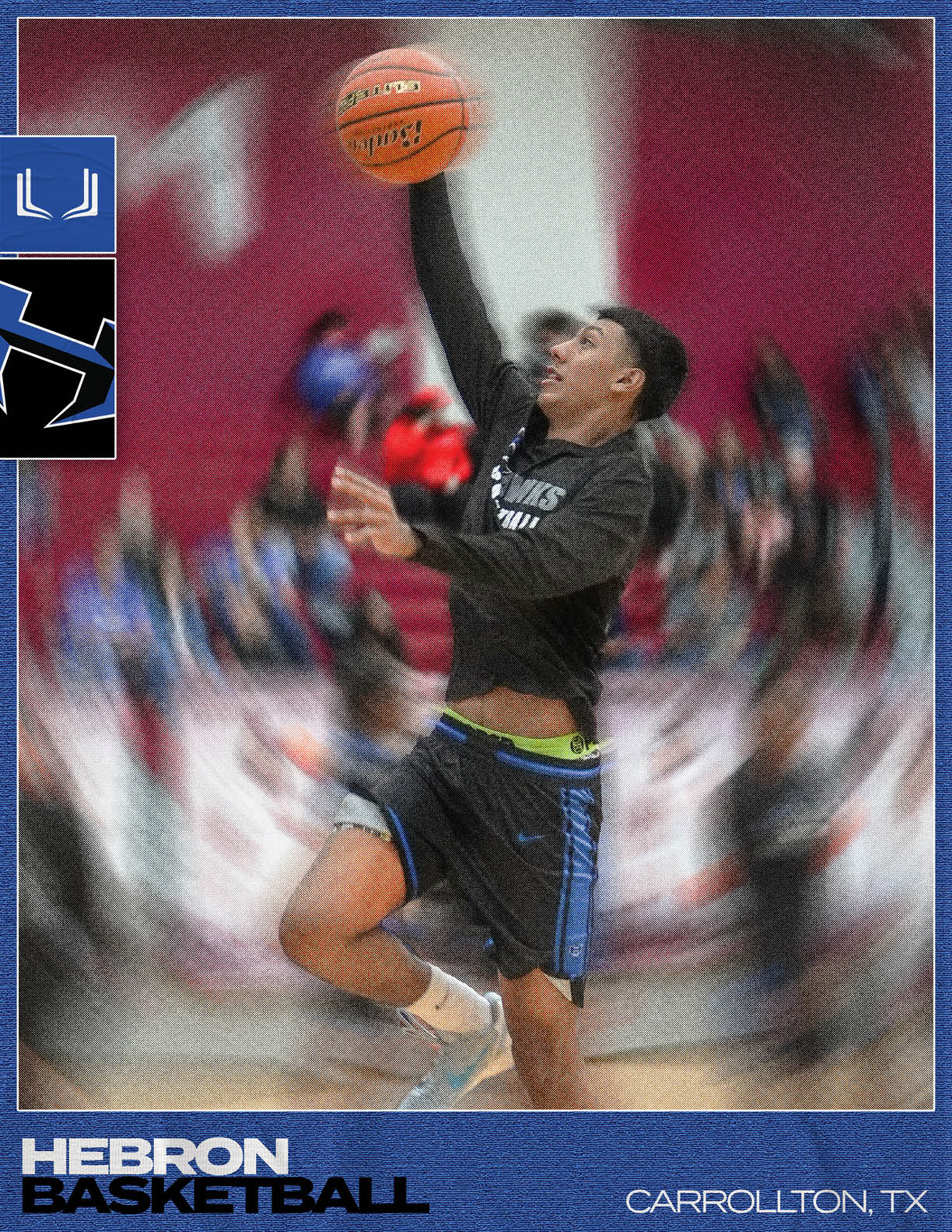 A basketball player in a black shirt and green shorts is jumping to catch a basketball. AI generated content