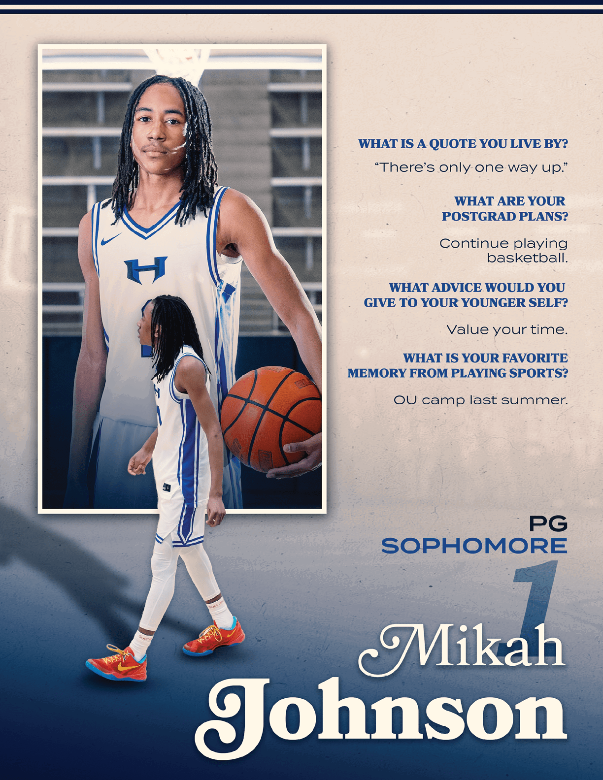 A basketball player wearing a blue and white uniform. AI generated content