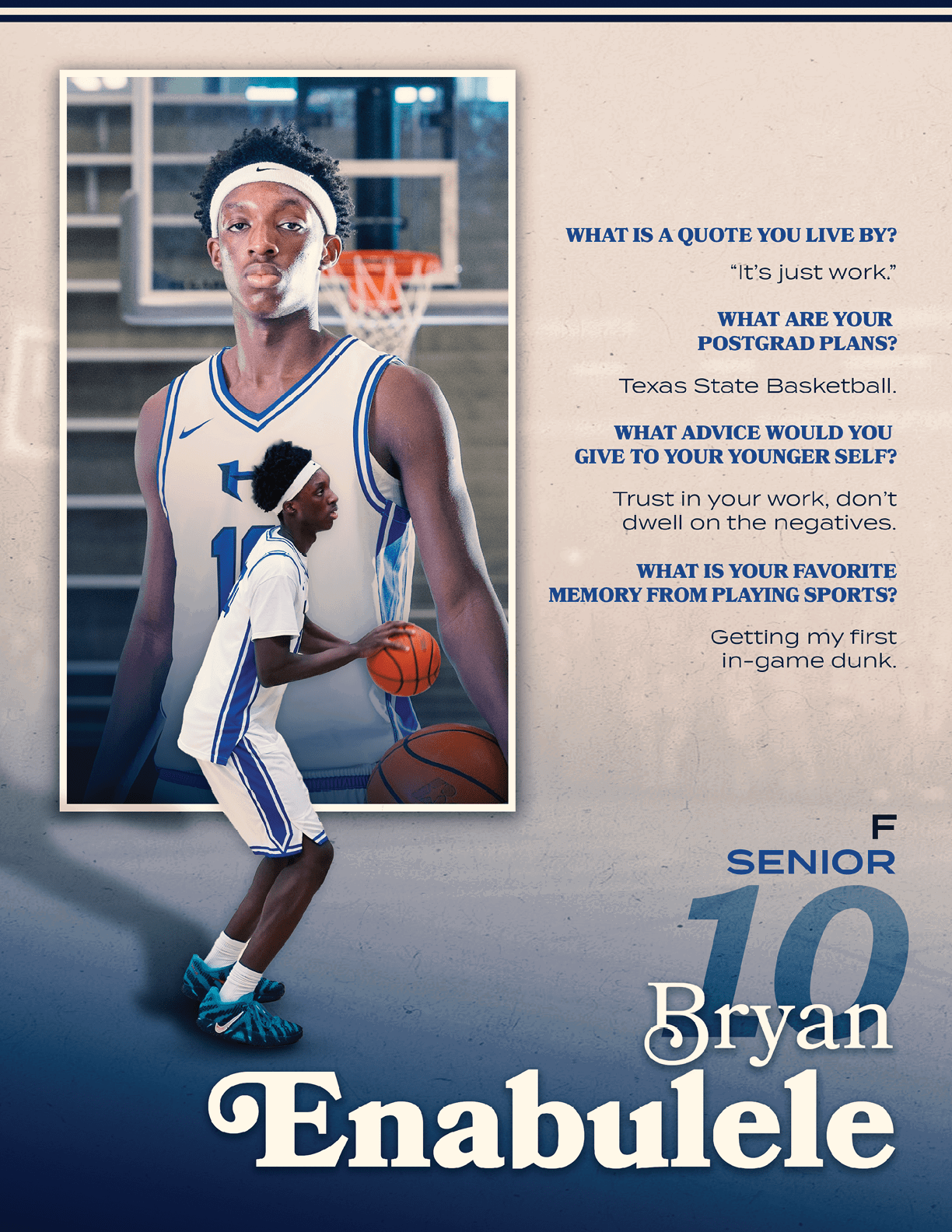 A basketball player named Bryan Enabulele is shown on a poster. AI generated content