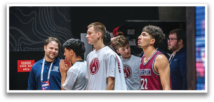 A group of men wearing red and white uniforms stand together, some with their hands on their faces. AI generated content