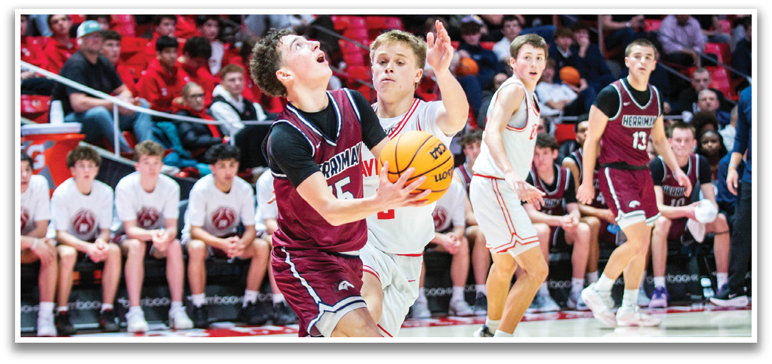A basketball player in a red and white uniform is attempting to block a shot. AI generated content