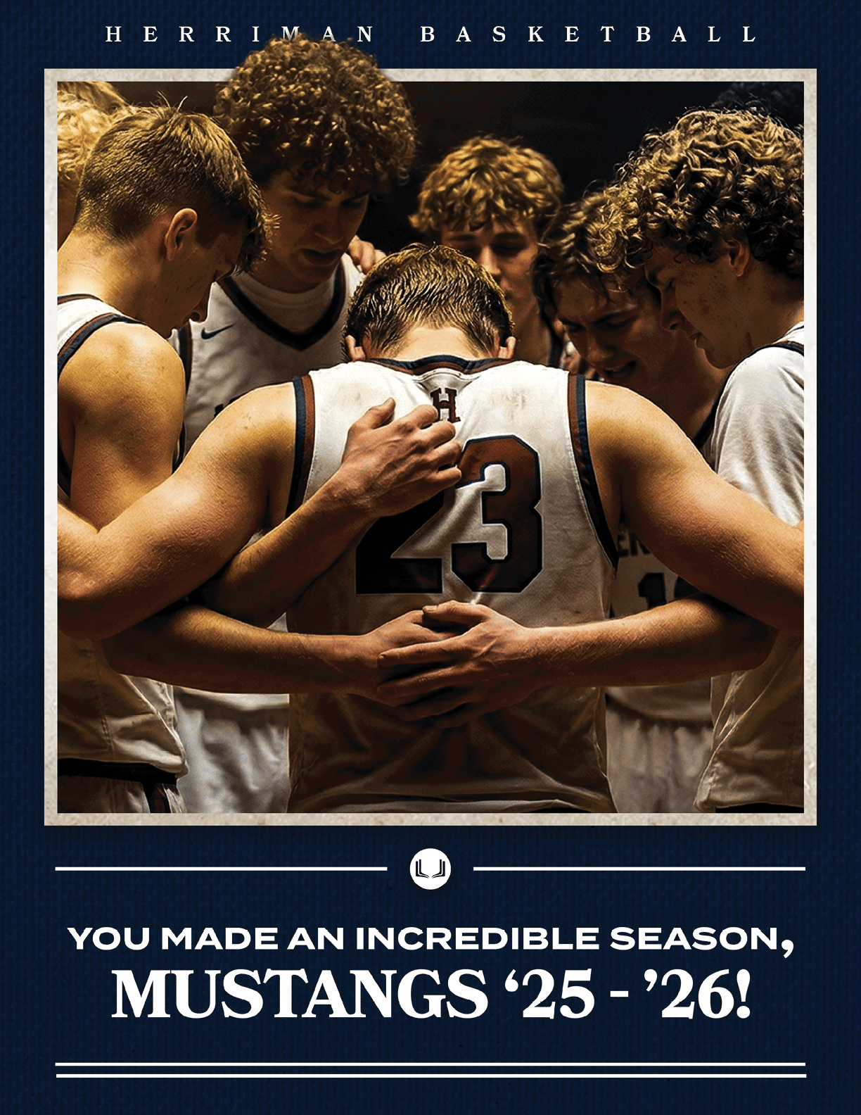 Basketball players huddle together, celebrating their incredible season. AI generated content