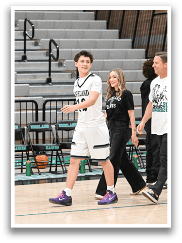 A group of people are walking on a basketball court. AI generated content