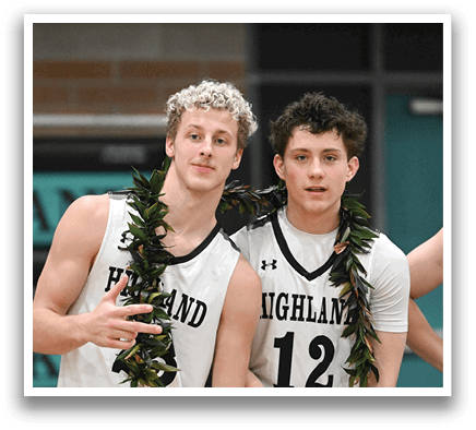 Four male athletes wearing white uniforms pose for a picture. AI generated content