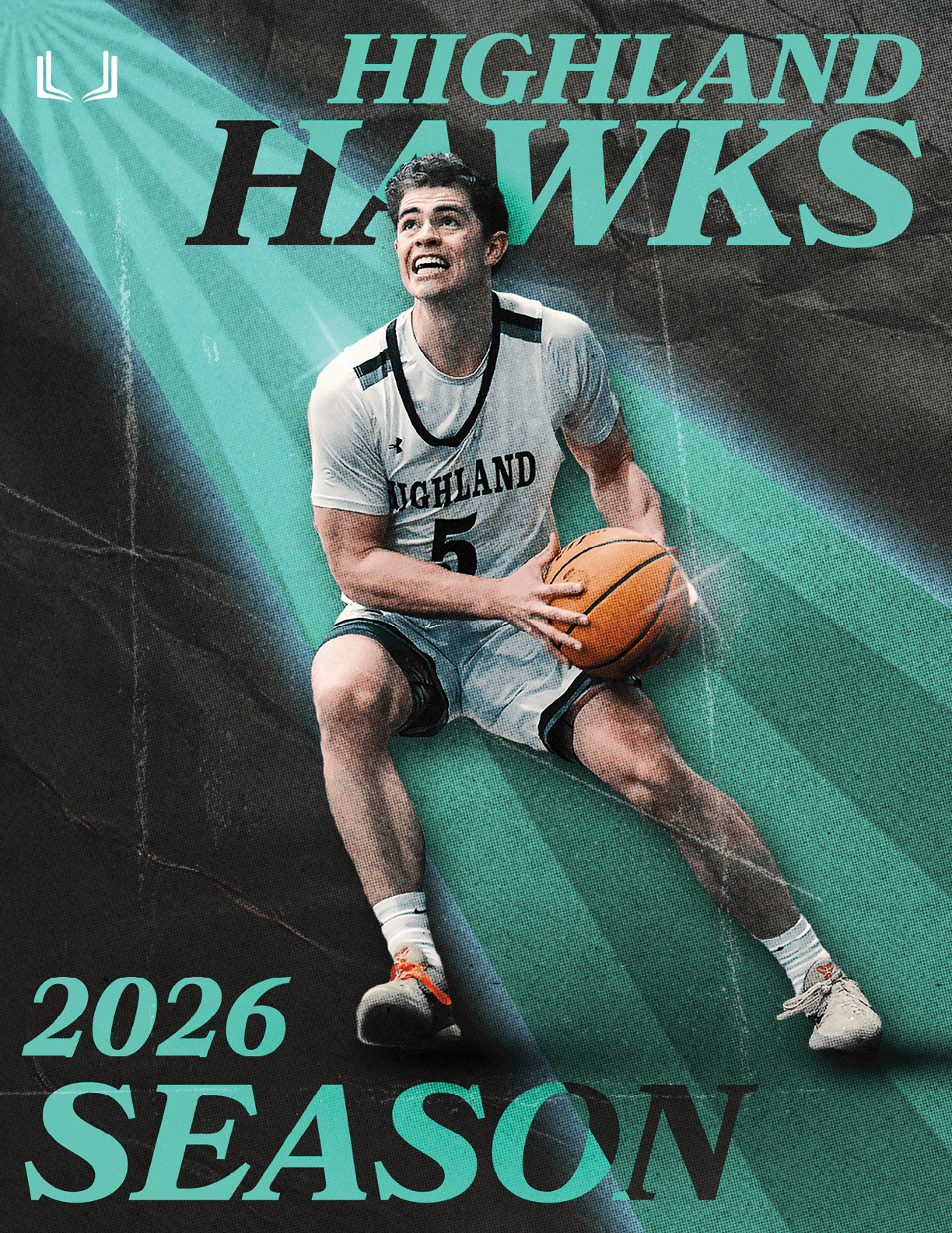 A basketball player wearing a white uniform and black shorts holds a basketball in his hands. AI generated content