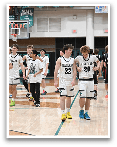 A group of young men are walking on a basketball court. AI generated content