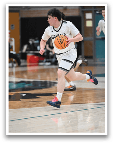 A basketball player in a white uniform is running with a basketball in his hands. AI generated content