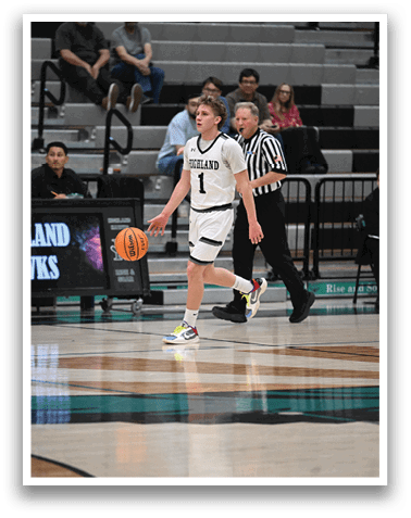 A basketball player wearing a white jersey with the number 1 on it is holding a basketball. AI generated content