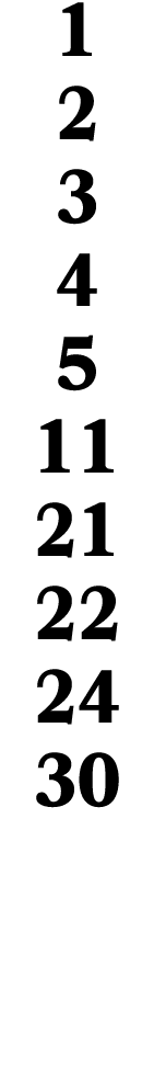 1 2 3 4 5 11 21 22 24 30 