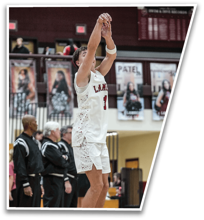 A basketball player is jumping to catch the ball. AI generated content