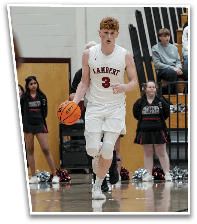 A basketball player with a red jersey is walking on the court while holding a basketball. AI generated content