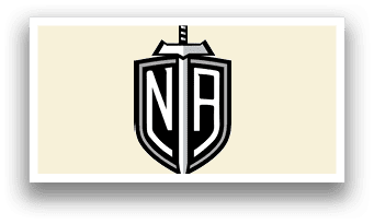 A logo with a sword and shield on it. AI generated content
