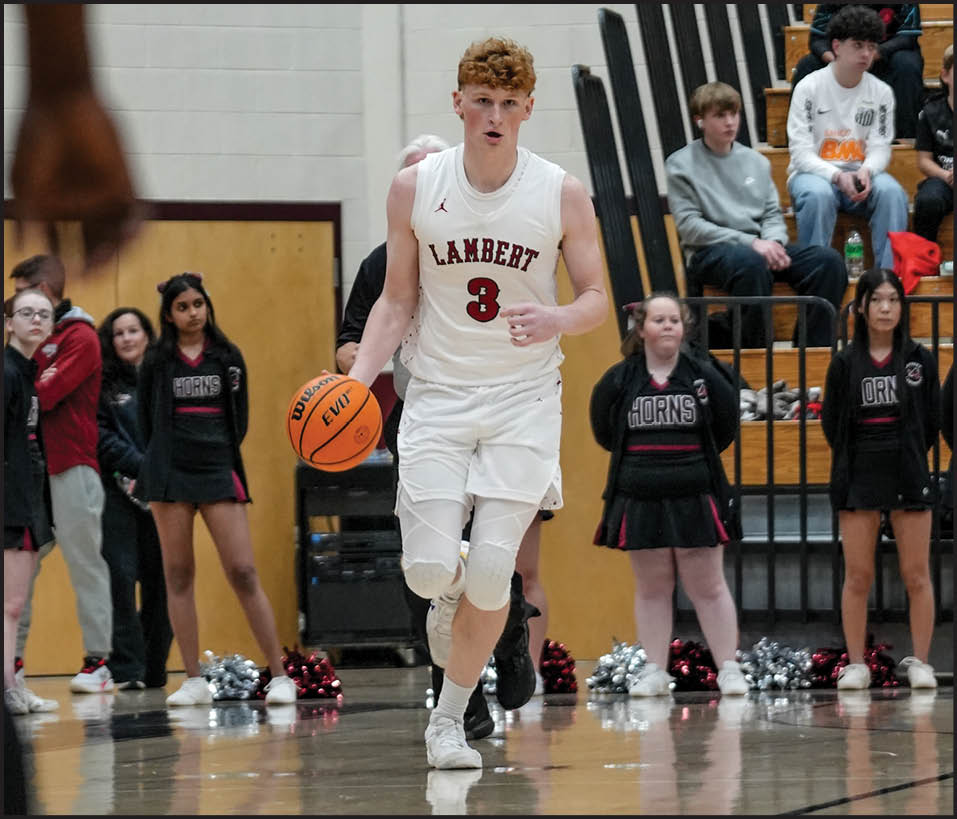 A basketball player with a red jersey is walking on the court while holding a basketball. AI generated content