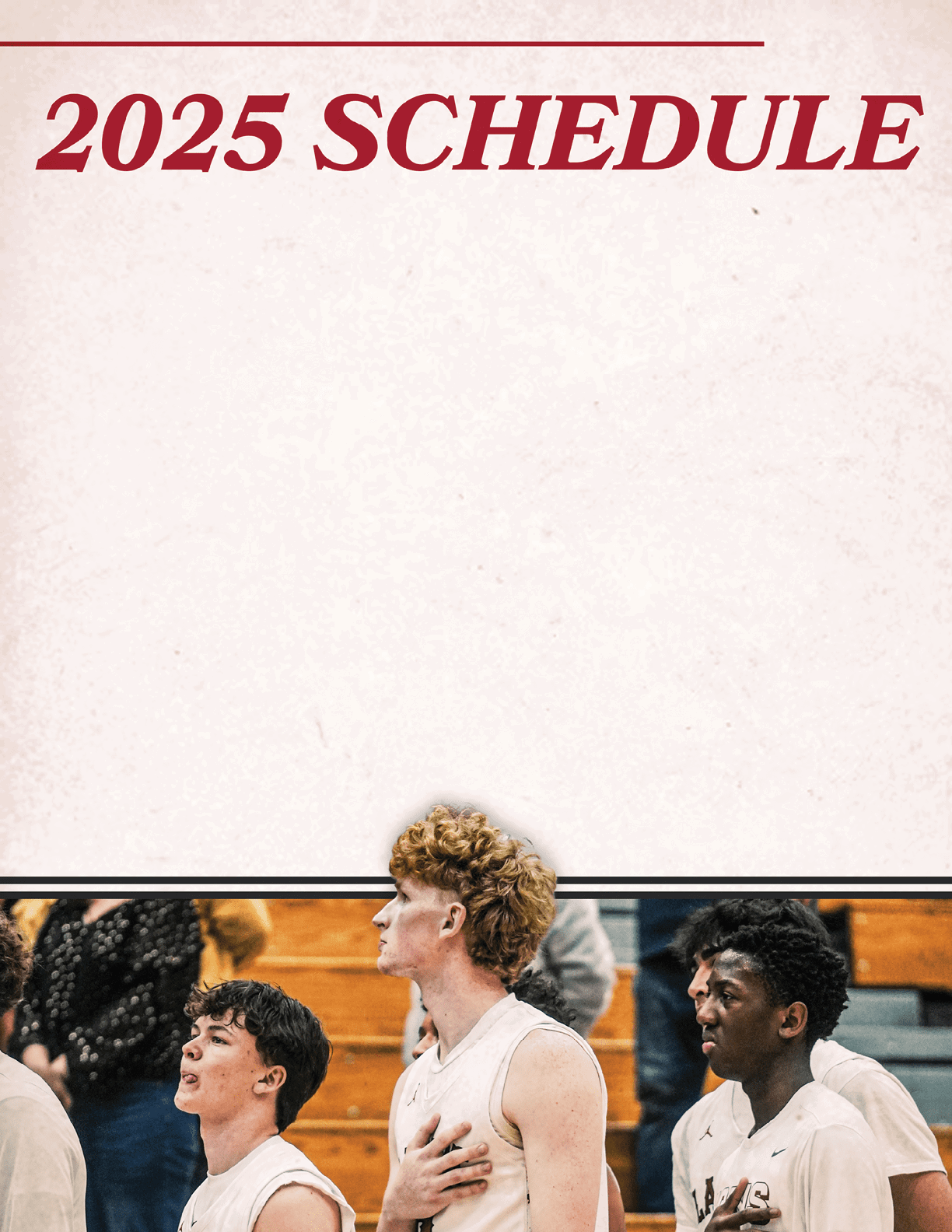 Three male basketball players wearing white uniforms stand on the court, with one of them holding his chest. AI generated content