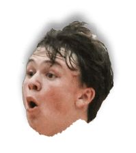 A boy with curly hair has his mouth open. AI generated content