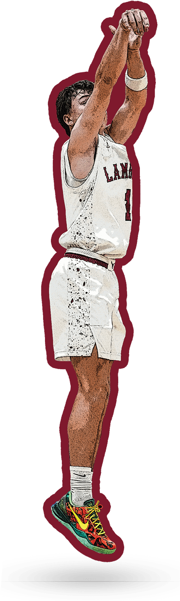 A basketball player in a red and white uniform is jumping up to catch the ball. AI generated content
