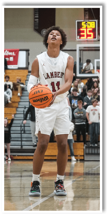 A basketball player holds a basketball while standing on a court. AI generated content
