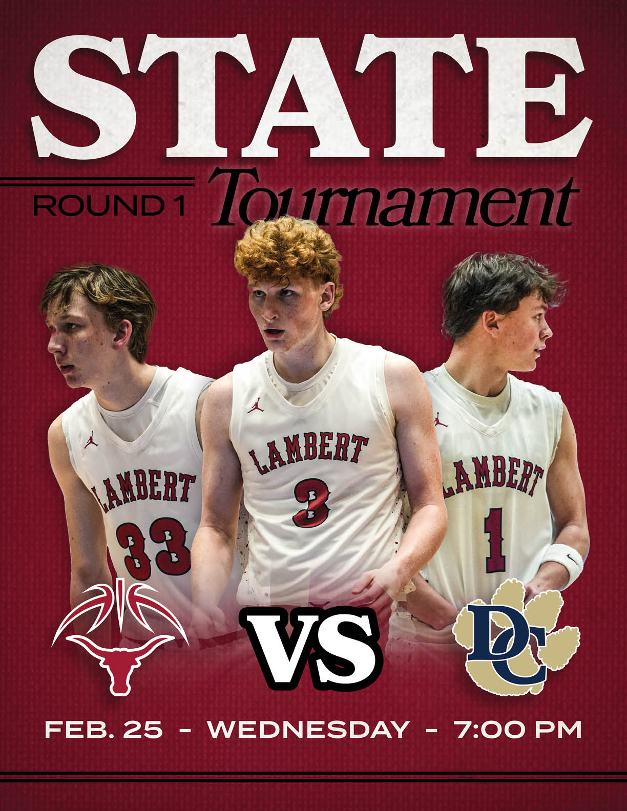 Two men wearing basketball uniforms are on a poster advertising a game. AI generated content