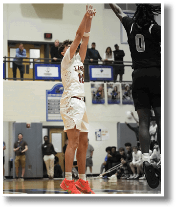 A basketball player is jumping up to shoot the ball. AI generated content