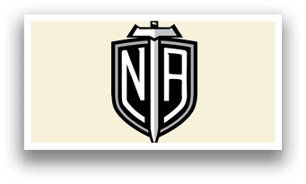 A logo with a sword and shield on it. AI generated content