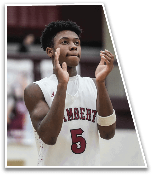 A basketball player wearing a white jersey with the number 5 on it is clapping his hands. AI generated content