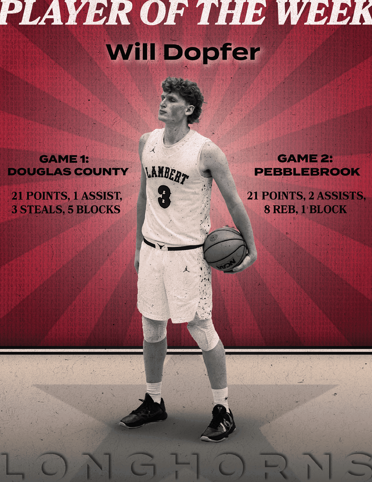 A basketball player holding a basketball in front of a red background. AI generated content