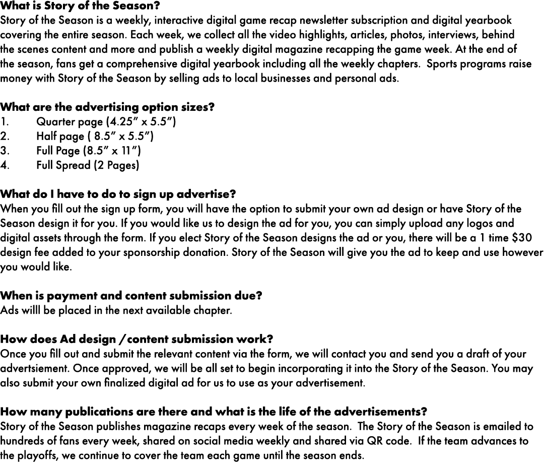 What is Story of the Season? Story of the Season is a weekly, interactive digital game recap newsletter subscription ...