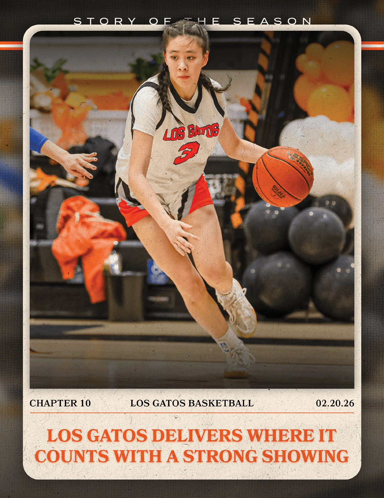 A female basketball player in a white and black uniform is holding a basketball. AI generated content