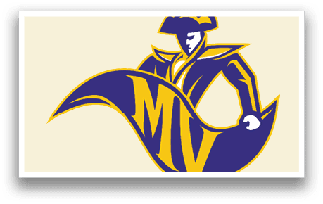 A logo for MV features a man in a wig and a cape. AI generated content