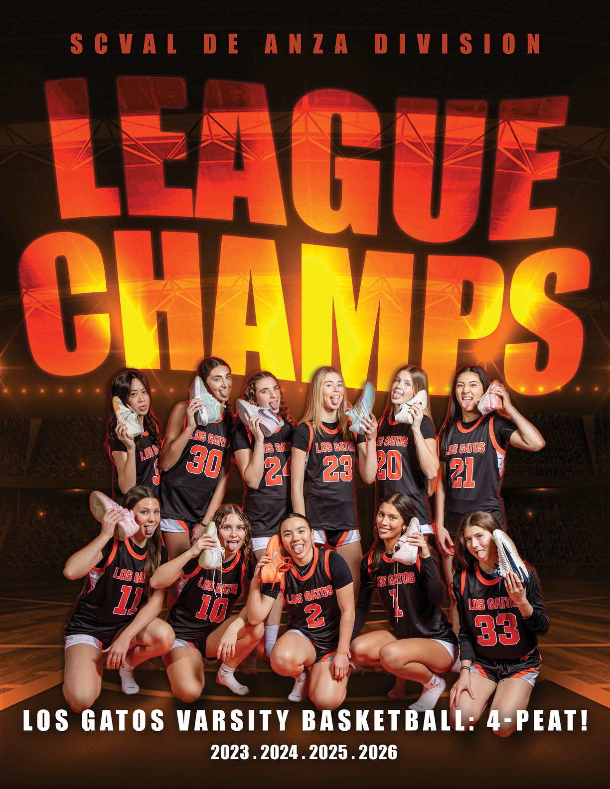 A group of female basketball players pose for a photo. AI generated content