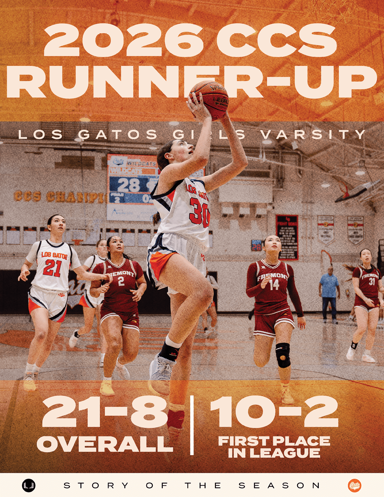 A female basketball player in a red uniform shoots a basket. AI generated content