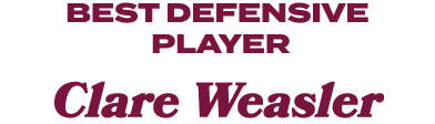 Best defensive playeR Clare Weasler