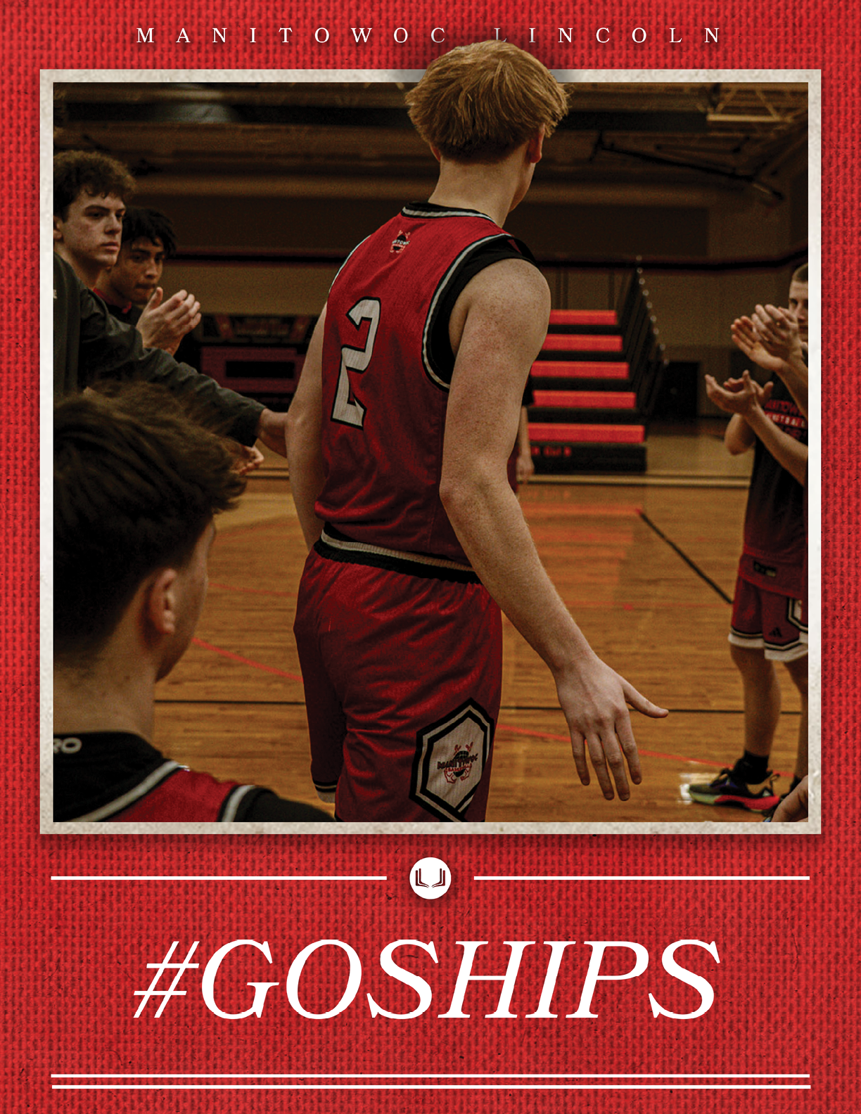 A basketball player wearing a red jersey stands on the court. AI generated content