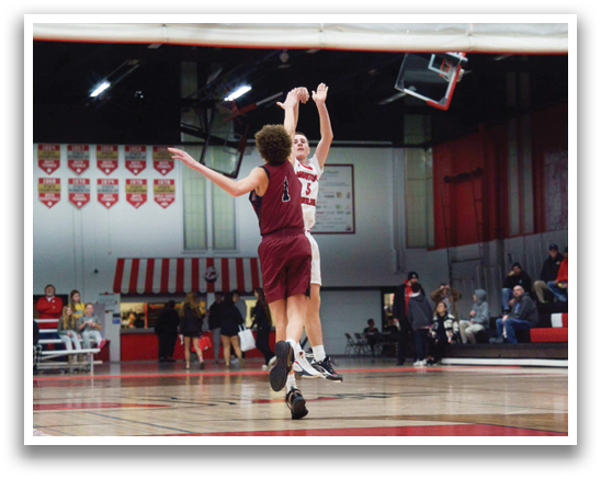 A group of men playing basketball on a court. AI generated content