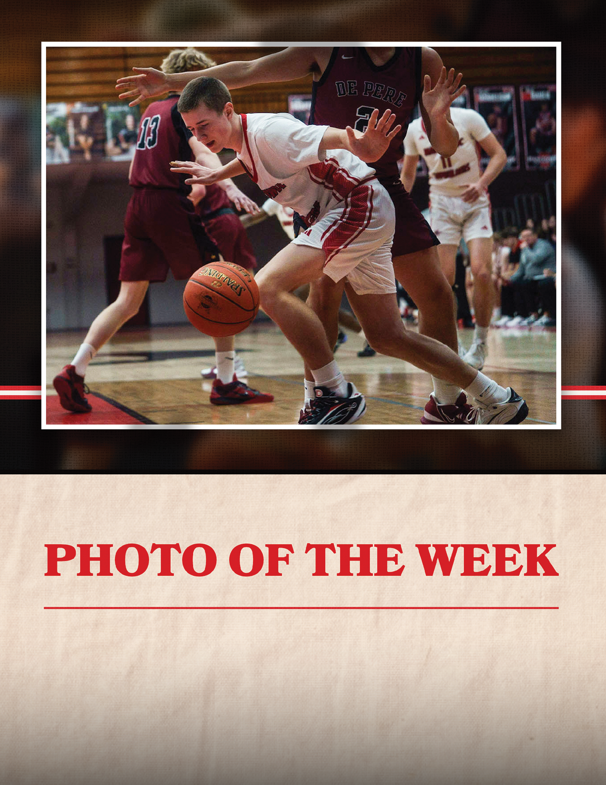 A basketball player is trying to get the ball from another player. AI generated content