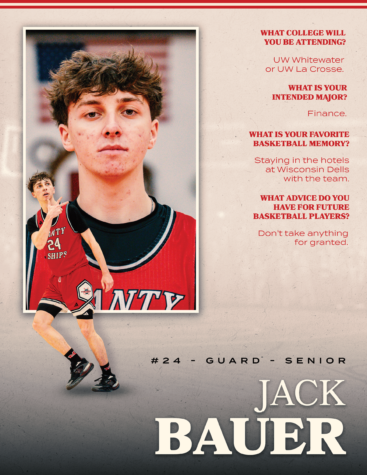 A man wearing a basketball jersey is shown on a poster. AI generated content