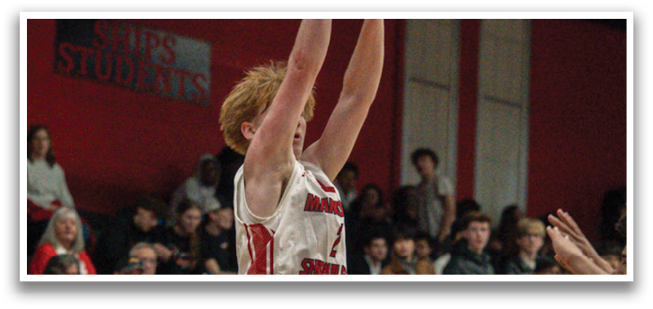 A basketball player is jumping to shoot the ball. AI generated content