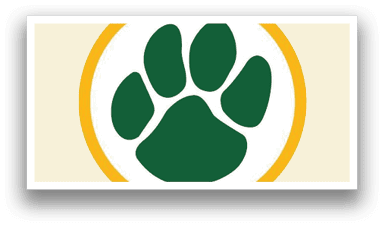 A green and yellow paw print on a yellow background. AI generated content