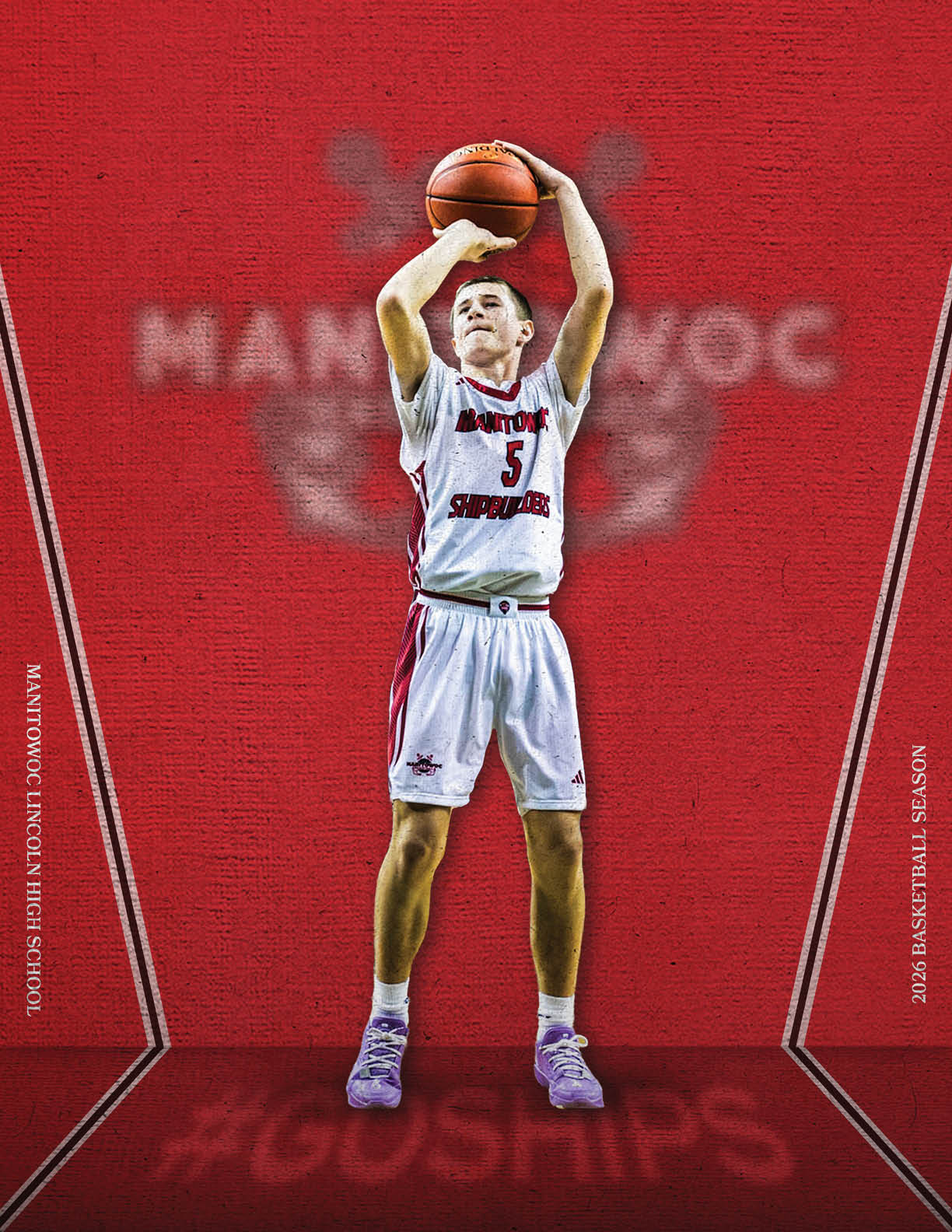 A man wearing a white jersey with the number 5 on it is jumping up to catch a basketball. AI generated content