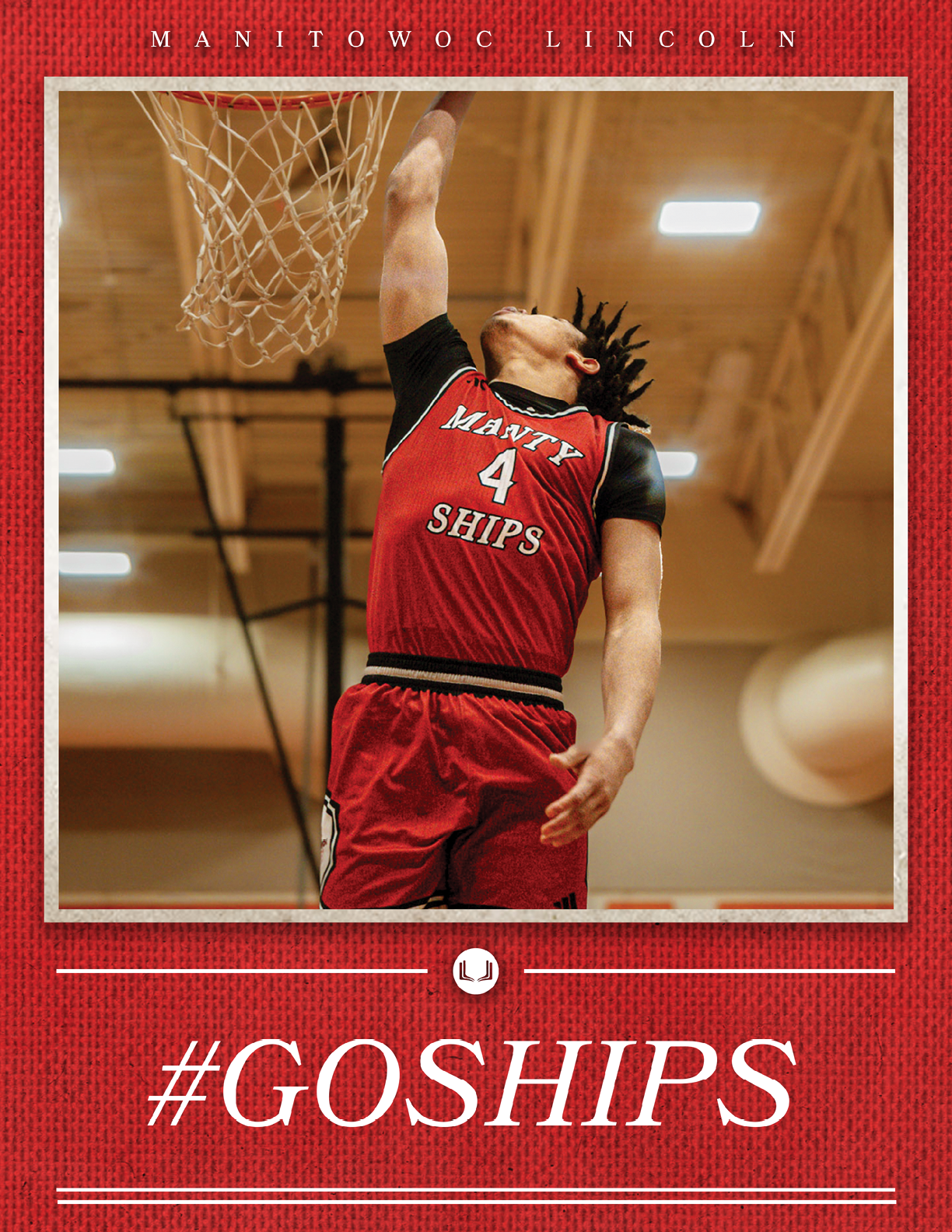A basketball player wearing a red jersey with the number 4 on it is jumping to hit the basketball. AI generated content