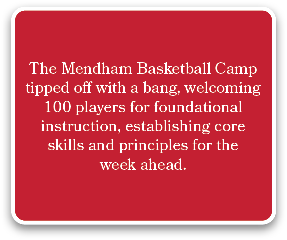 The Mendham Basketball Camp tipped off with a bang, welcoming 100 players for foundational instruction, establishing ...